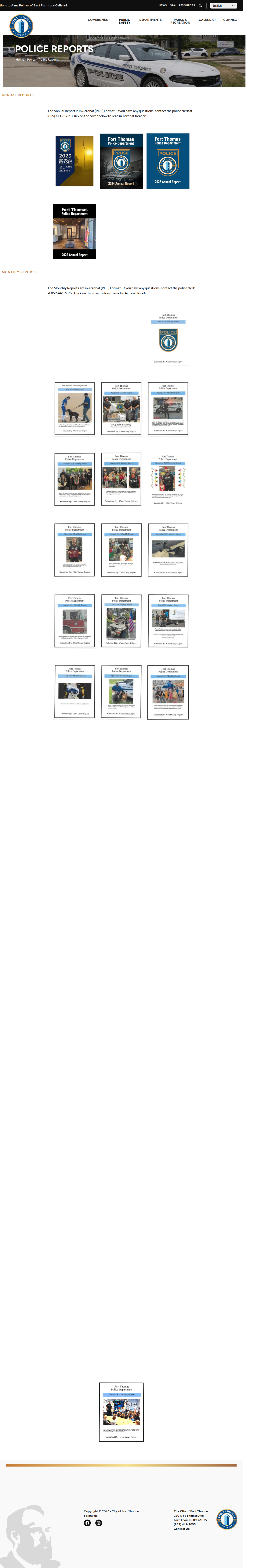 Fort Thomas Police reports for Campbell County arrest and incident records